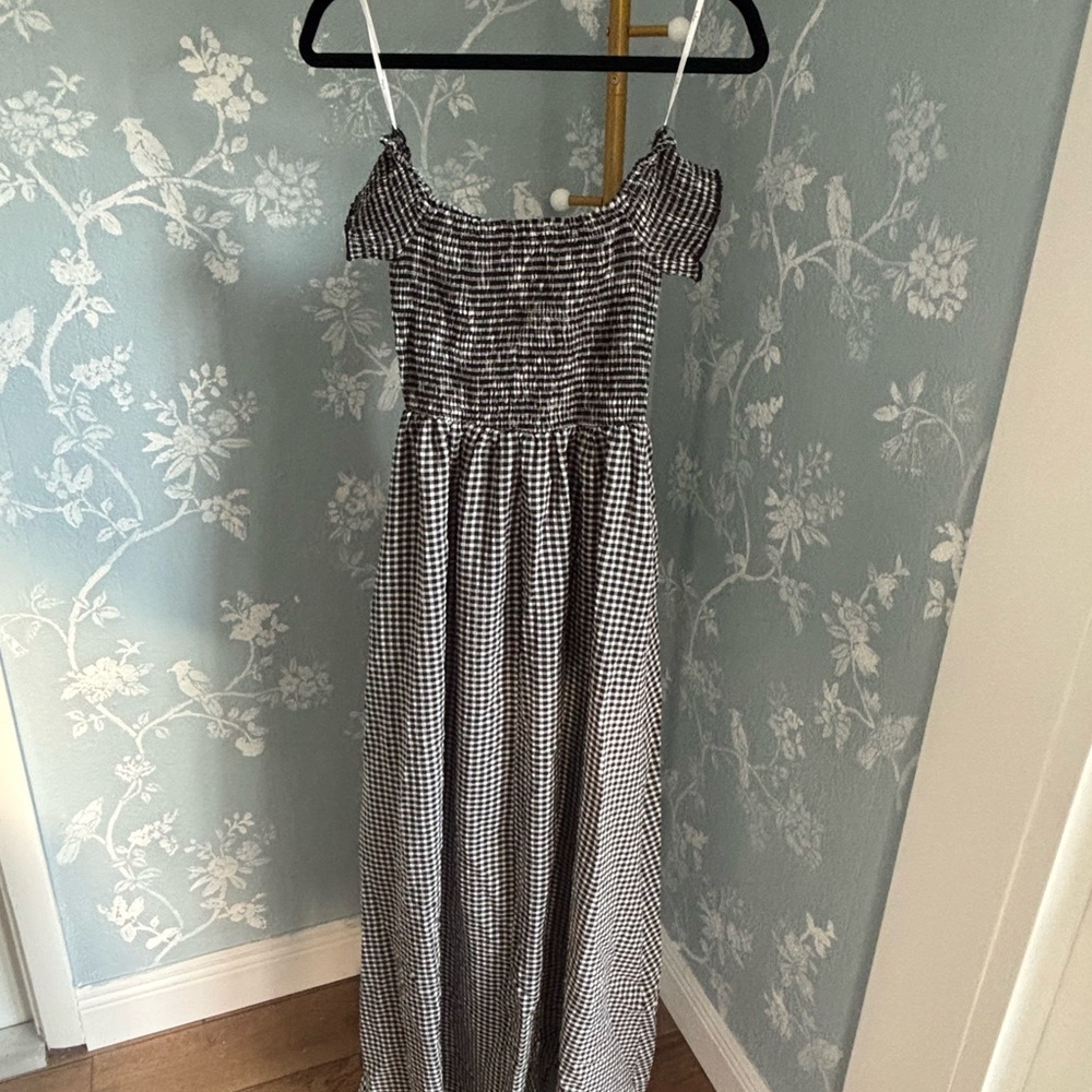 NWT Lulus Patsy Gingham Off Shoulder Maxi Dress Size S - Picture 8 of 9
